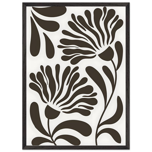 Artfulprints Poster met Lijst Matisse – Wildflower line   - 50x70 cm - Zwart / Wit
