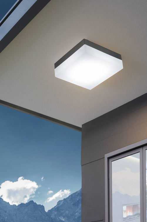 EGLO plafondlamp Sonella - wandlamp buiten - led - 21,5 cm - antraciet/wit