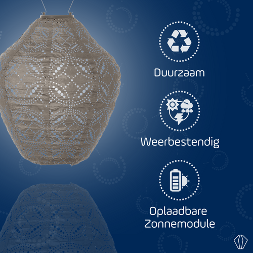 LUMIZ Solar Lampion Mandela Jar - 30 cm - Taupe