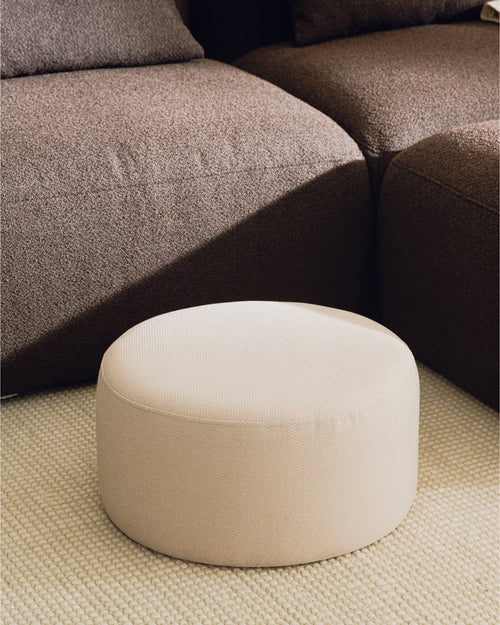 noo.ma Folk Pouf Low - Clay Grey Mélange, 50x50x26 cm
