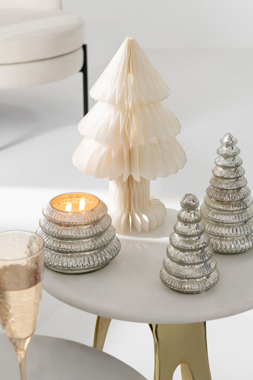 J-Line geurkaars Boom Geribbeld - glas - zilver - large - vtwonen shop