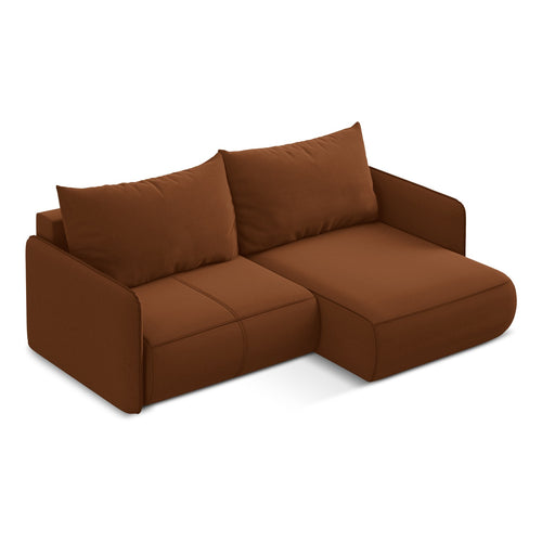 LaMiaSofa hoekbank rechts Palermo - velours - terracotta - 207x148x86