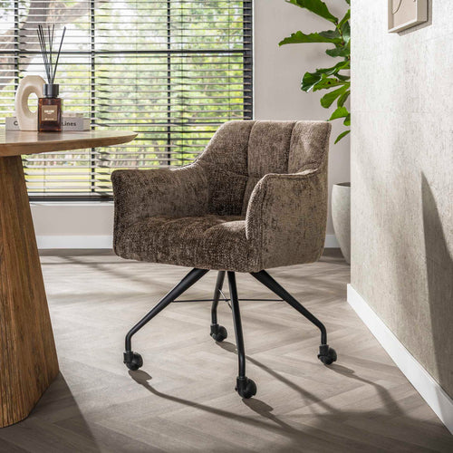 Giga Meubel Eetkamerstoel Hoven - Taupe - Incl. Wieltjes - Set van 2 - vtwonen shop