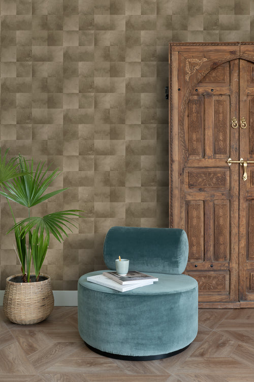 ESTAhome behang dierenhuid donker beige - 53 cm x 10.05 m - 139182