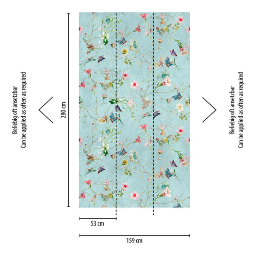 One Wall one Role fotobehang Vintage Landscape turquoise, groen, roze, blauw en geel - 159 x 280 cm - AS-382681 - vtwonen shop