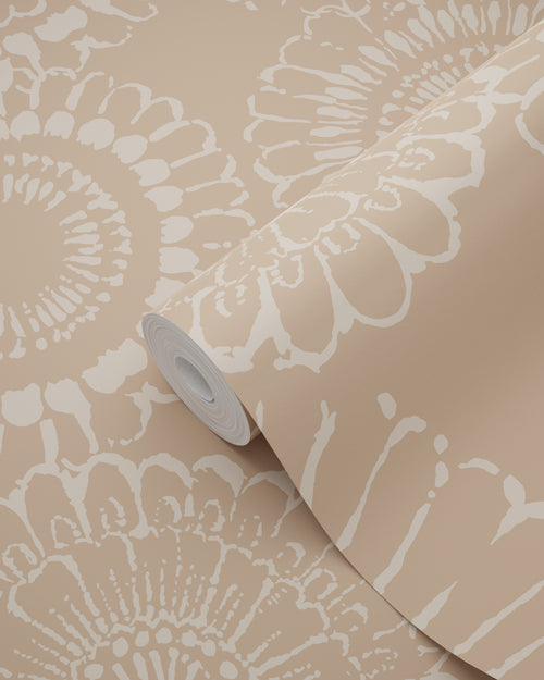 ESTAhome behang bloemen donker beige - 50 x 900 cm - 139823