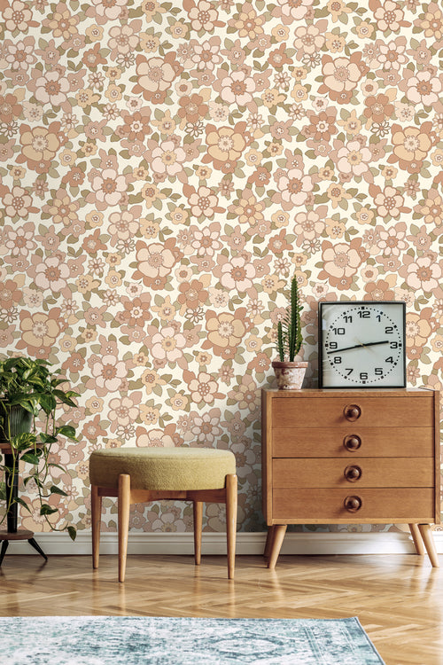 ESTAhome behang retro bloemen beige - 50 x 900 cm - 131526 - vtwonen shop