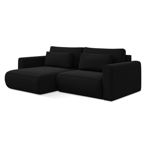 LaMiaSofa hoekbank links Perugia - velours - zwart - 240x149x82