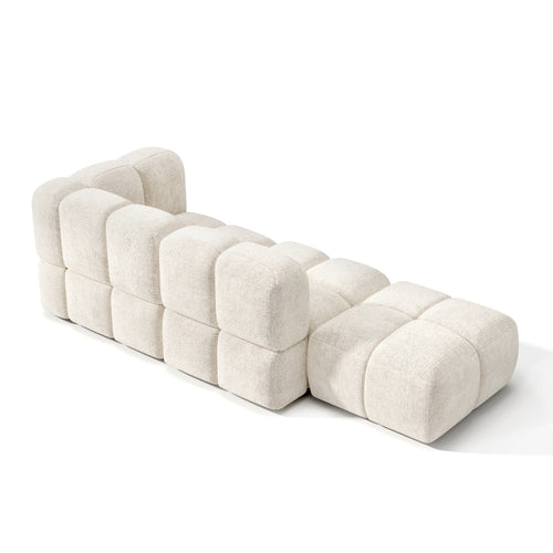 Sia Home - Modulaire bank NUBI - Fluweel met structuur - Crème - 245cm