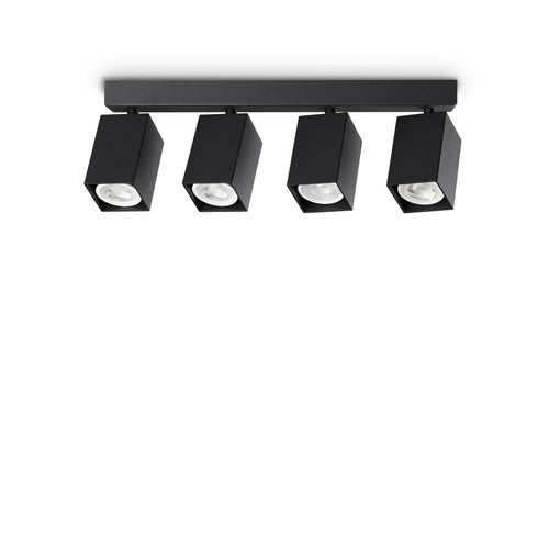 Ideal Lux DYNAMITE Vierkante plafondspotbalk zwart 4x GU10