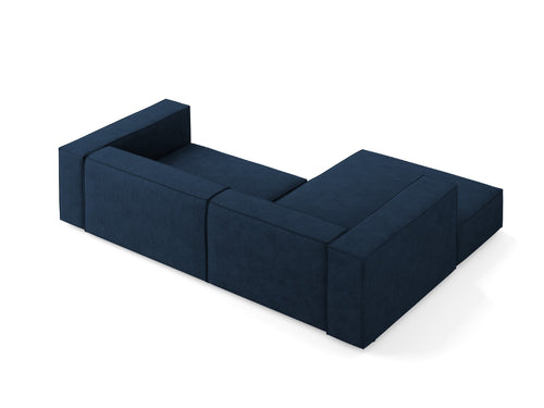 Cosmopolitan Design linker hoekbank Arendal 3-zits, chenille met ribbeleffect, koningsblauw - 166x224x70cm