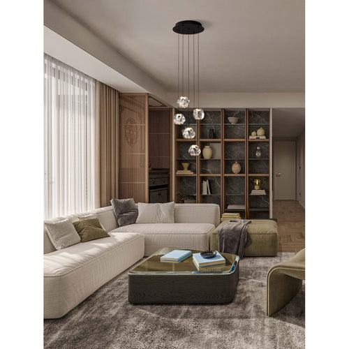 Nova Luce IFOS Hanglamp met clusterdesign, zandkleurig zwart, chroom, Triac dimbare LED 25W 1301lm 3000K