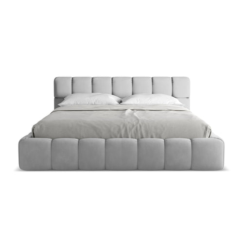 LaMiaSofa Bed met opbergruimte Roma - chenille stof - lichtgrijs - 200x228x82