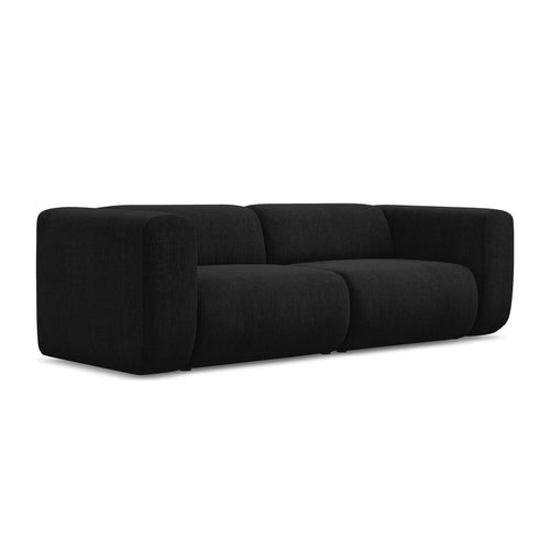LaMiaSofa 3-zits bank Bari - chenille stof - zwart - 228x89x70