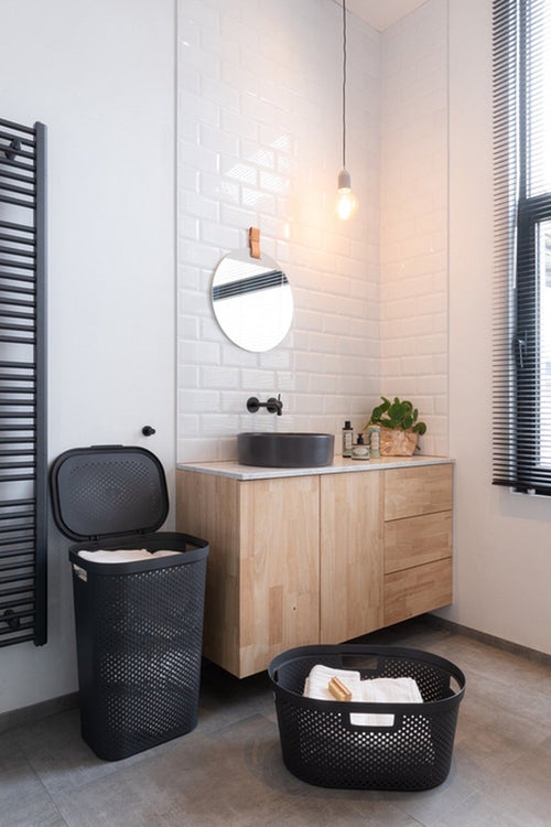 Curver Infinity Recycled Dots Wasmand met deksel - 60L - Antraciet - vtwonen shop