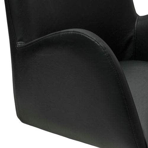 Furnhouse eetkamerstoelen armleuning Jennifer - Zwart - Kunstleer - Set van 4
