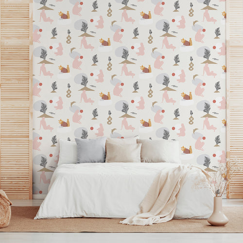Walls4You behang menselijke silhouetten licht crème beige - 53 cm x 10 m - 640350