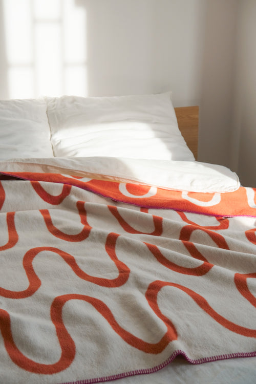 noo.ma SWIRL Katoenen deken - Terracotta