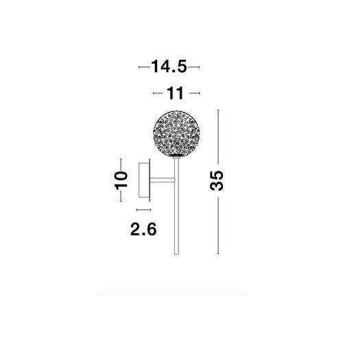 Merano Concord Wandlamp Helder Structuurglas, Messing Goud LED G9