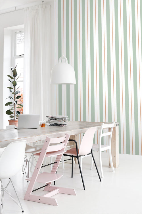 ESTAhome behang strepen mintgroen en terracotta - 50 x 900 cm - 131476 - vtwonen shop
