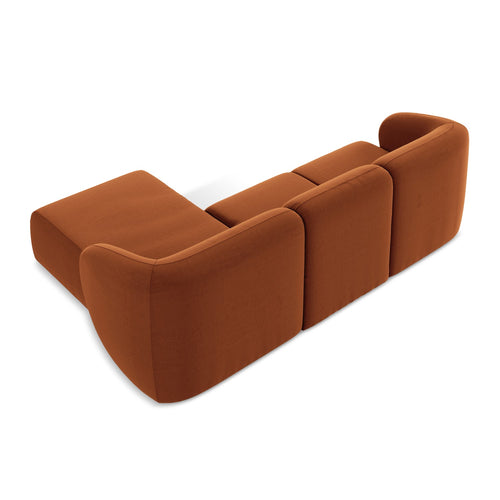 LaMiaSofa hoekbank rechts Cervo - velours - terracotta - 248x166x77