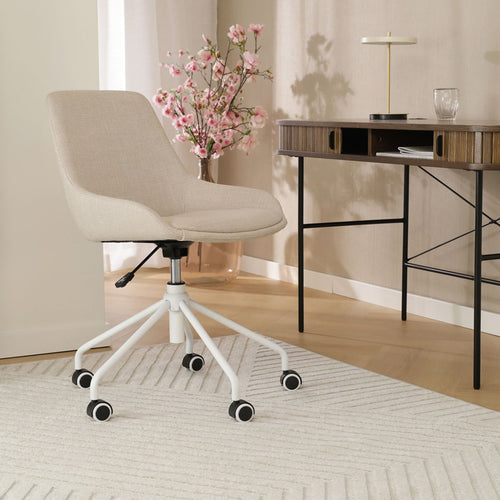 Nolon Nout-Isa Bureaustoel Beige - Stof - Wit Onderstel