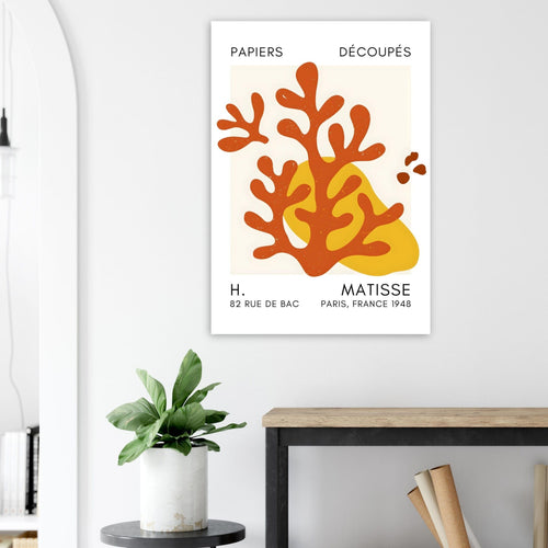 Artfulprints Poster Matisse - Abstract coral orange   - 30x40 cm - Oranje