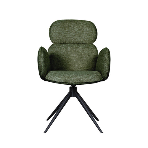 LABEL51 Eetkamerstoel Vidar - Groen Bouclé - Draaibaar - Set van 2 - vtwonen shop