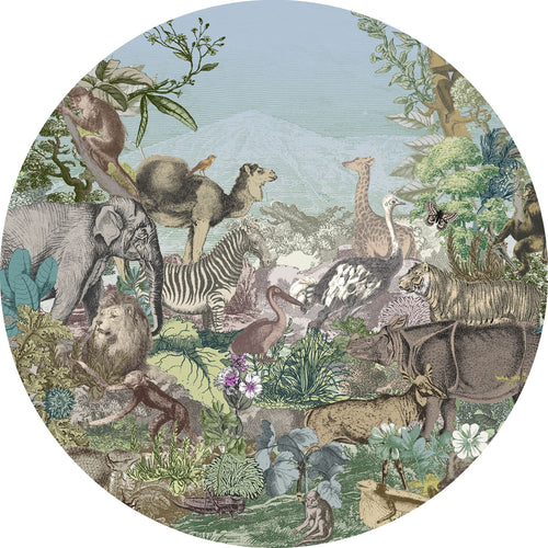 Komar zelfklevende behangcirkel Animal Kingdom multicolor - Ø 125 cm - 611163 - vtwonen shop