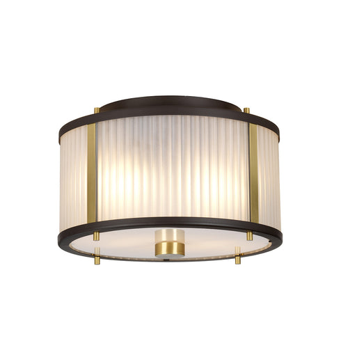 Corona cilindrische hanglamp met 2 lampen, museumbrons, matglas