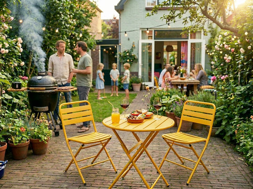 MaximaVida inklapbare ronde bistroset Max okergeel 70 cm- extra zware uitvoering