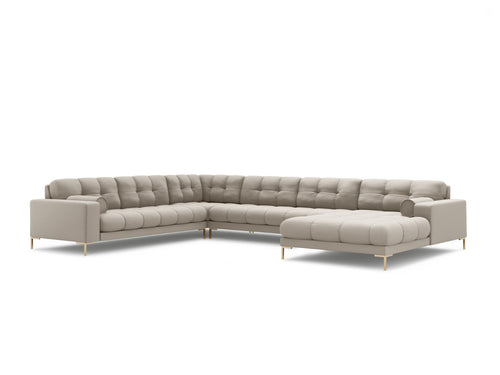 Cosmopolitan Design Panoramische hoekbank links Bali 7-zits, structurele stof, beige - 256x327x75cm