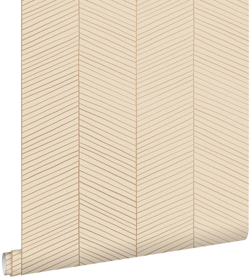 ESTAhome behang visgraat-motief licht perzikroze - 53 cm x 10.05 m - 139450