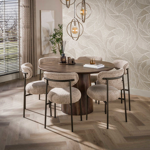 Giga Meubel Eettafel Central - Rond Bruin Hout - Ø130cm