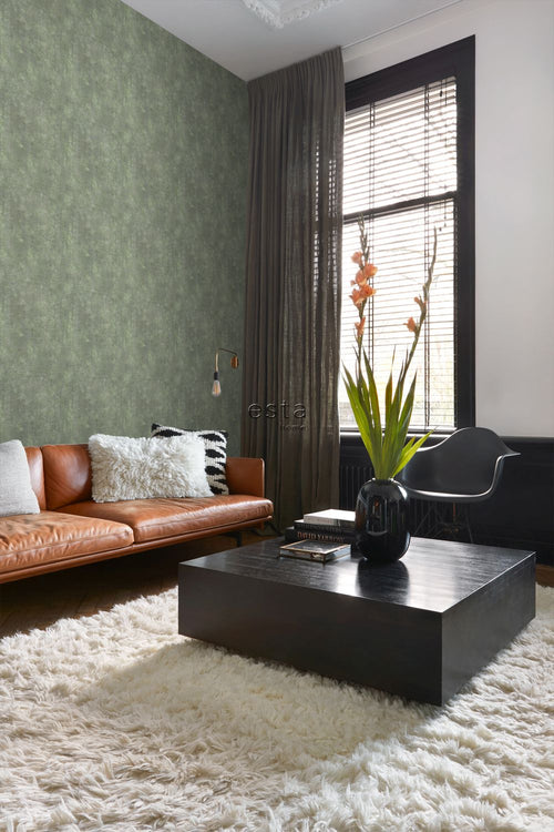 ESTAhome behang betonlook vergrijsd groen - 50 x 900 cm - 148756