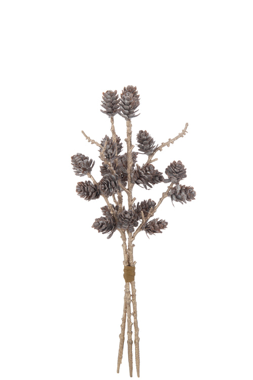 J-Line decoratie Bundel Dennenappels - kunststof - bruin/goud