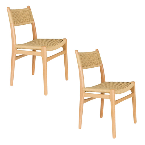Dutchbone Cecile Eetkamerstoelen Hout Naturel - Set van 2