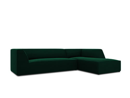 Micadoni rechter hoekbank Ruby 4-zits, flueel, flessengroen - 180x273x69cm