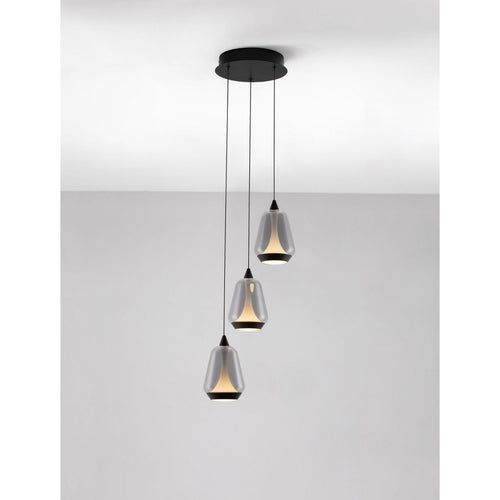 Nova Luce ALISH Hanglamp met clusterdesign, matzwart, rookkleurig, Triac dimbare LED 24W 990lm 3000K
