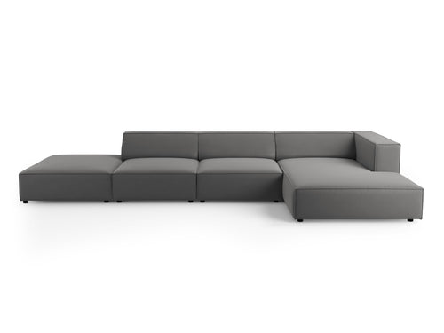 Cosmopolitan Design rechter hoekbank Arendal 5-zits, flueel, cement - 166x341x70cm