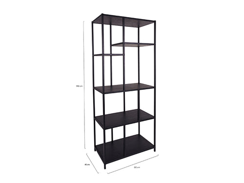 MaximaVida industriële wandkast Chicago 80 x 45 x 190 cm zwart - 150 kg draagkracht - vtwonen shop