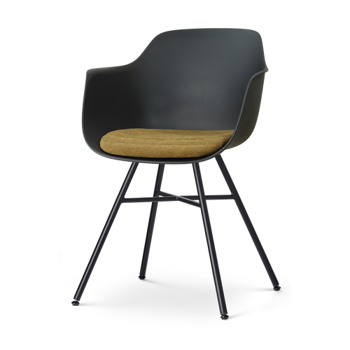 Nolon Noa-Liz eetkamerstoel zwart met mosgroen zitkussen - zwart onderstel