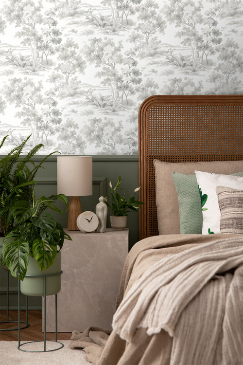 Borastapeter behang bosrijk landschap grijs - 53 cm x 10.05 m - 660387 - vtwonen shop