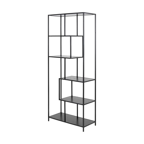 Lisomme Vic Hoge Boekenkast van Metaal en Hout - B 77 cm - Zwart