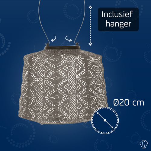 Lumiz solar lampion lace lamp - 20cm - taupe
