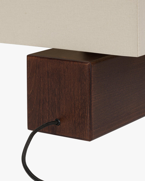 noo.ma Zam tafellamp - geometrisch, hout en textiel, Cocoa Brown