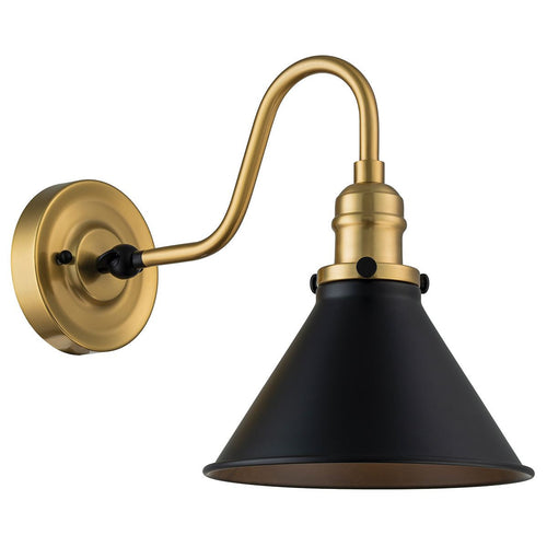 Dome Wandleuchte Classic Aged Messing, Mattschwarz 1x E27
