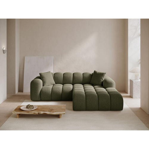 Cosmopolitan Design - Rechter hoekbank Treno 3-zits, chenille groente - 184x240x70cm