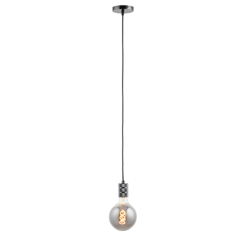 Lighto | Pendel Zwart Titanium | Inclusief Lichtbron Rookglas | Retro | 1.5m Snoer | Met Plafondkap - vtwonen shop