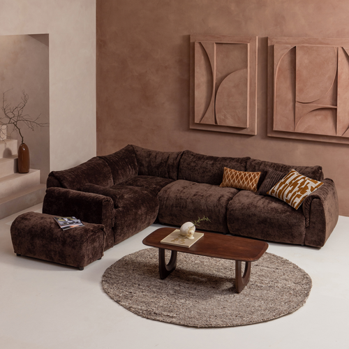 WOOOD hocker Baggy - 3D Chenille - Donkerbruin - 45x91x51 - vtwonen shop